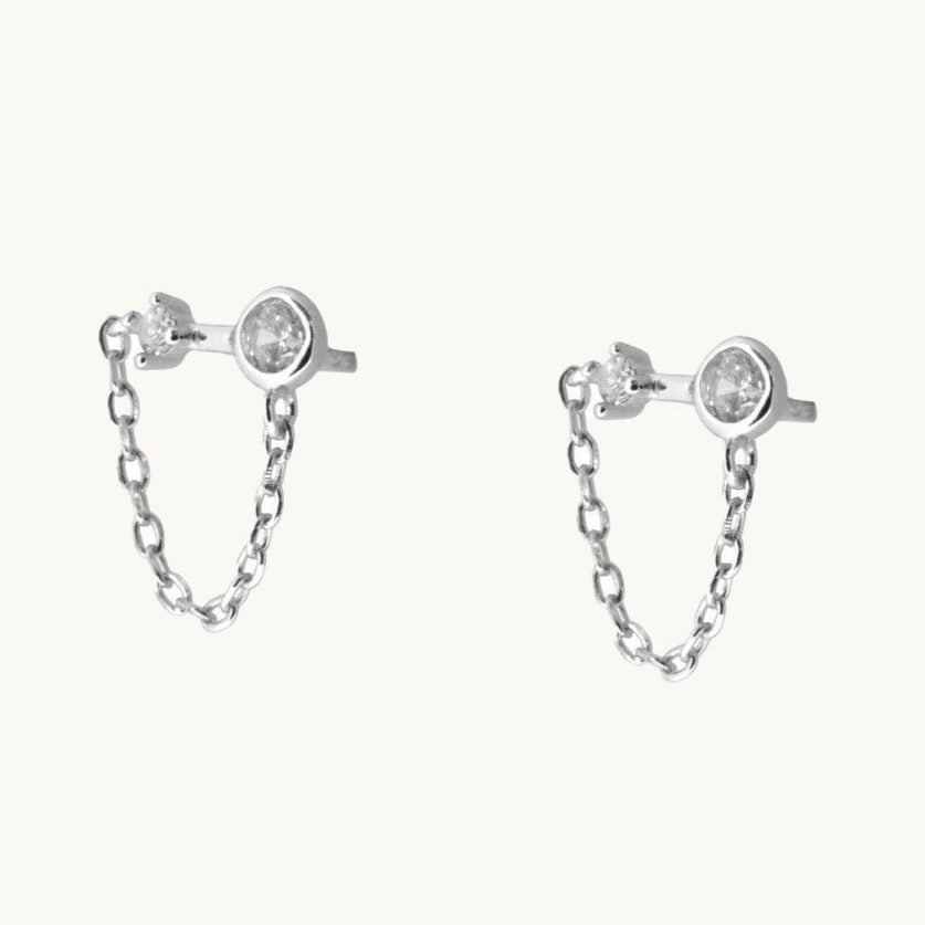 Ohrstecker Kette silber