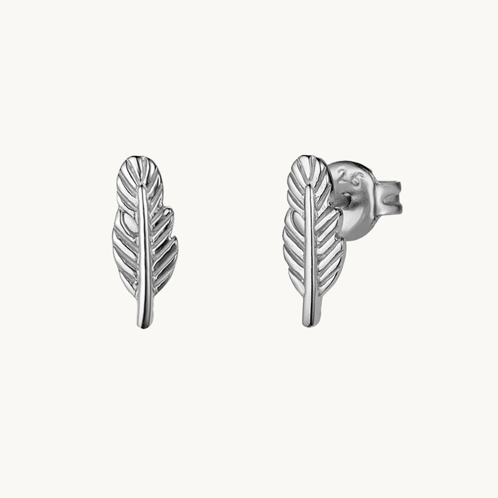 feder ohrstecker silber